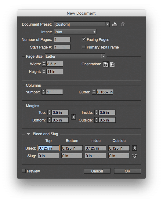 Adding bleed in Indesign